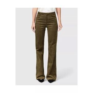 Paige Leenah Dark Brushed Velvet Corduroy Flare Pants Olive Size 27 EUC
